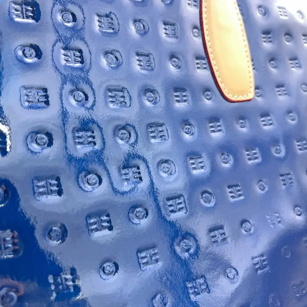 ARCADIA Patent Leather Logo Embossed Business Large Top Handles Tote Bag (Blue) - Picture 10 of 14